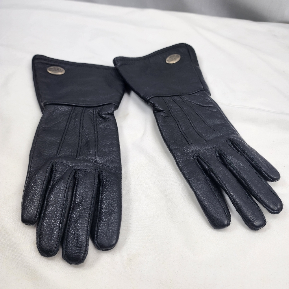 Harley-Davidson Black Leather Gloves with Metallic Details Women's Size Small